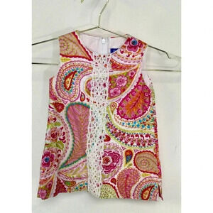 J.Bailey Baby Pink Paisley‎ Sleeveless Round Neck Side Slit Shift Dress Size 2T